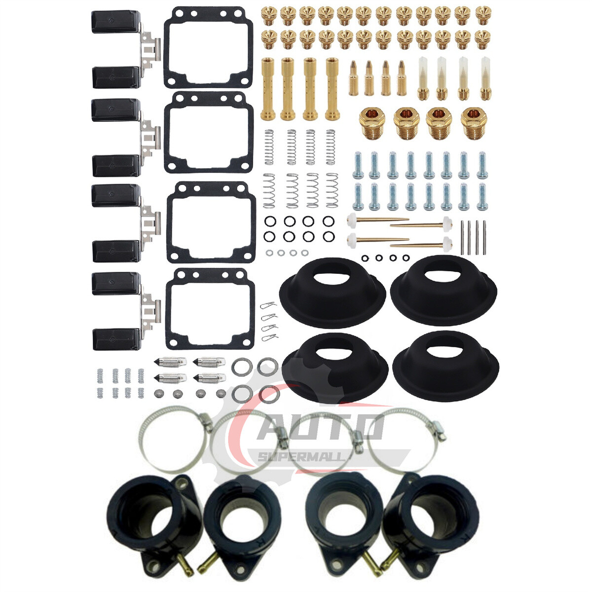 For Yamaha Maxim 650 XJ650 1980-1983 4x Carburetor Rebuild Kit w/intake manifold