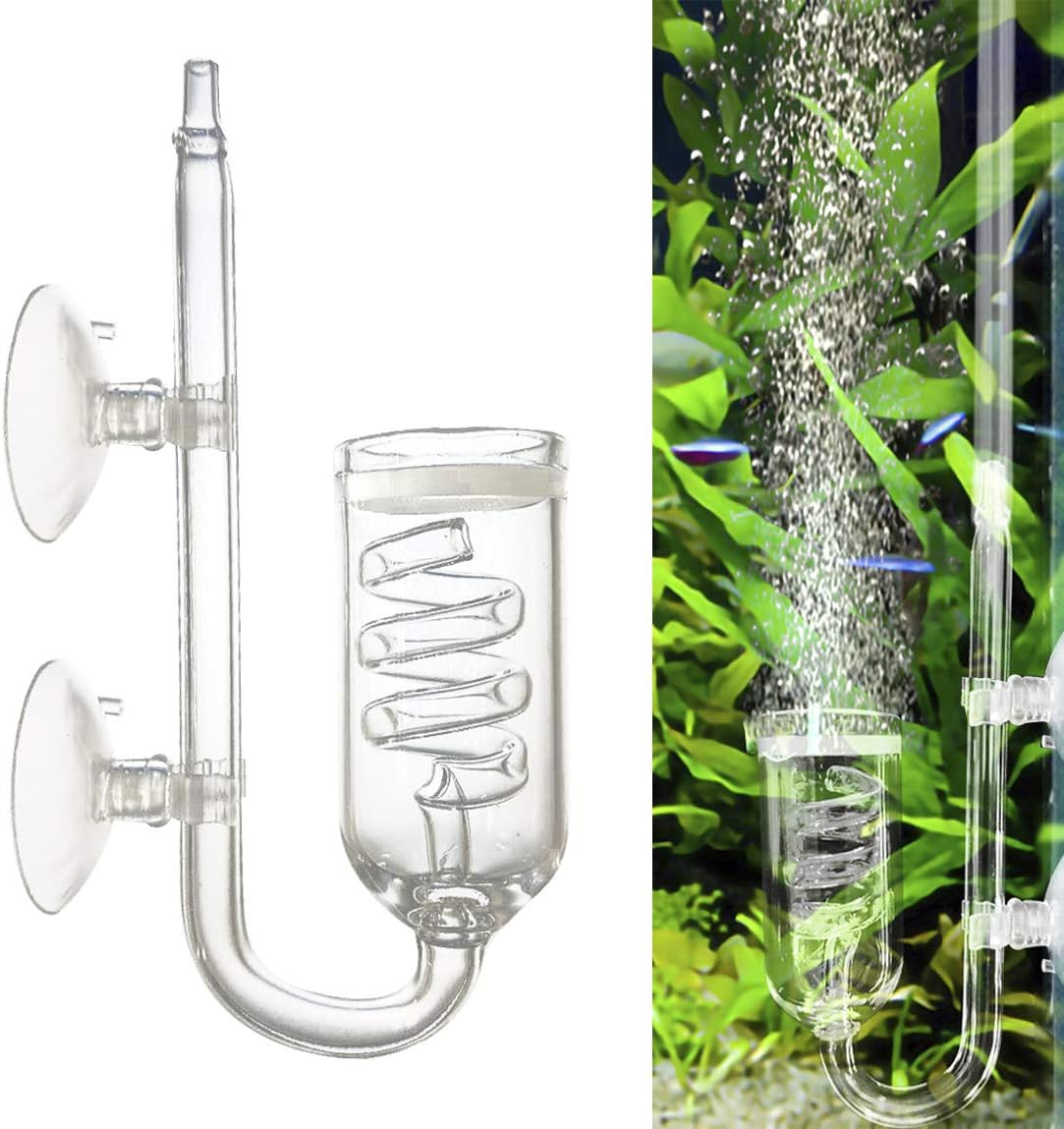 Aquarium CO2 Glass Spiral Diffuser with Bubble Counter Check Valve Suction Cup