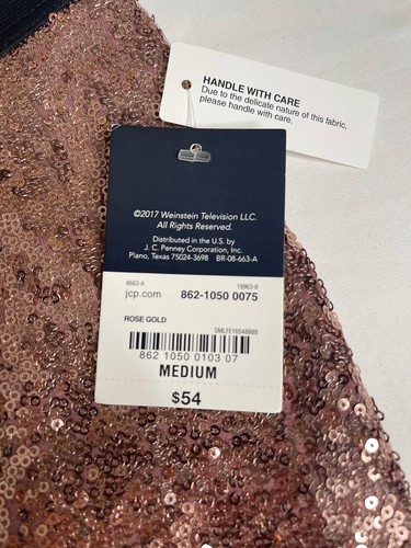 NWT $54 Project Runway Rose Gold Sequins Leggings Medium - Picture 6 of 13
