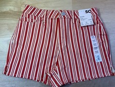 New Junior's So Shortie Shorts High Rise in Red  Cream Stripes--Cute  
