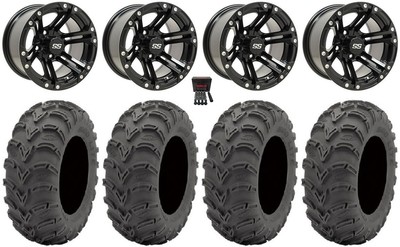 GTW Specter 10'' Golf Wheels Black 24x11-10 Mud Lite AT Tires E-Z-GO & Club Car