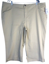 Faded Glory Twill Capri Pants Vallejo Tan Stretch Classic Fit Womens 20W New