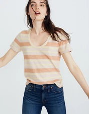 Madewell Women's Size XS Alto Scoop Tee Montoya Stripe Short Sleeve Top J8689