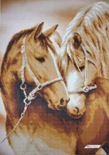 Bead Embroidery Kit Horses DIY Beaded Stitching Stamped Needlepoint zpt-011