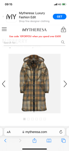 New Burberry Long Check Organza Coat Fit 8-12 - Picture 1 of 15