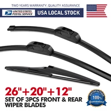 26"&20"&12" Windshield Wiper Blades Set for 2008-2019 Toyota Highlander Replace