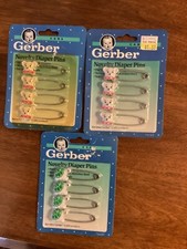 Gerber Novelty Diaper Pins Vintage 1991 NIP Lot Of 3 Bears Turtles