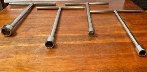 SET OF 4 T-HANDLE METRIC LUG WRENCH CHROME 6 POINT - Picture 2 of 3