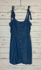 Madewell Women's Size 6 Blue Star Denim Button Sleeveless Cute Tie Dress