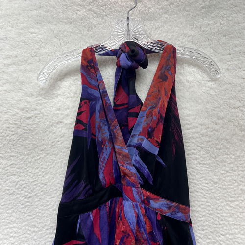 Bebe Kleid Medium Lila Rosa Netz Neckholder Asymmetrisch Hi-Lo McBling Tropical - Bild 3 von 12