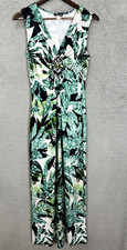 Venus Babydoll Maxi Dress Women Small Green Geometric Sleeveless Beaded Boho Y2K