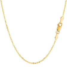 14k Yellow Real Gold Diamond Cut Bead Chain Necklace, 1.2mm, 20"
