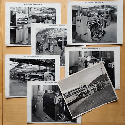 Set of 7 - 1956 Bell Telephone Laboratories Cable Equipment Photos and Employees