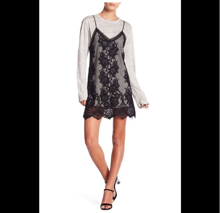 Kendall + Kylie Women's Slip Dress Tee Combo - Black Multi - Size Small Kendall + Kylie Women's Slip Dress Tee Combo - Black Multi - Size Small
