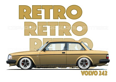 VOLVO 242 SALOON t-shirt. RETRO. CLASSIC CAR. MODIFIED. OLD