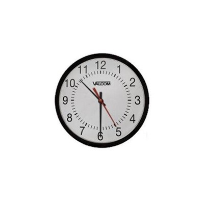 Valcom V-A2412B 12in. In. Wired Round Analog Clock Black Surface Mount 24v