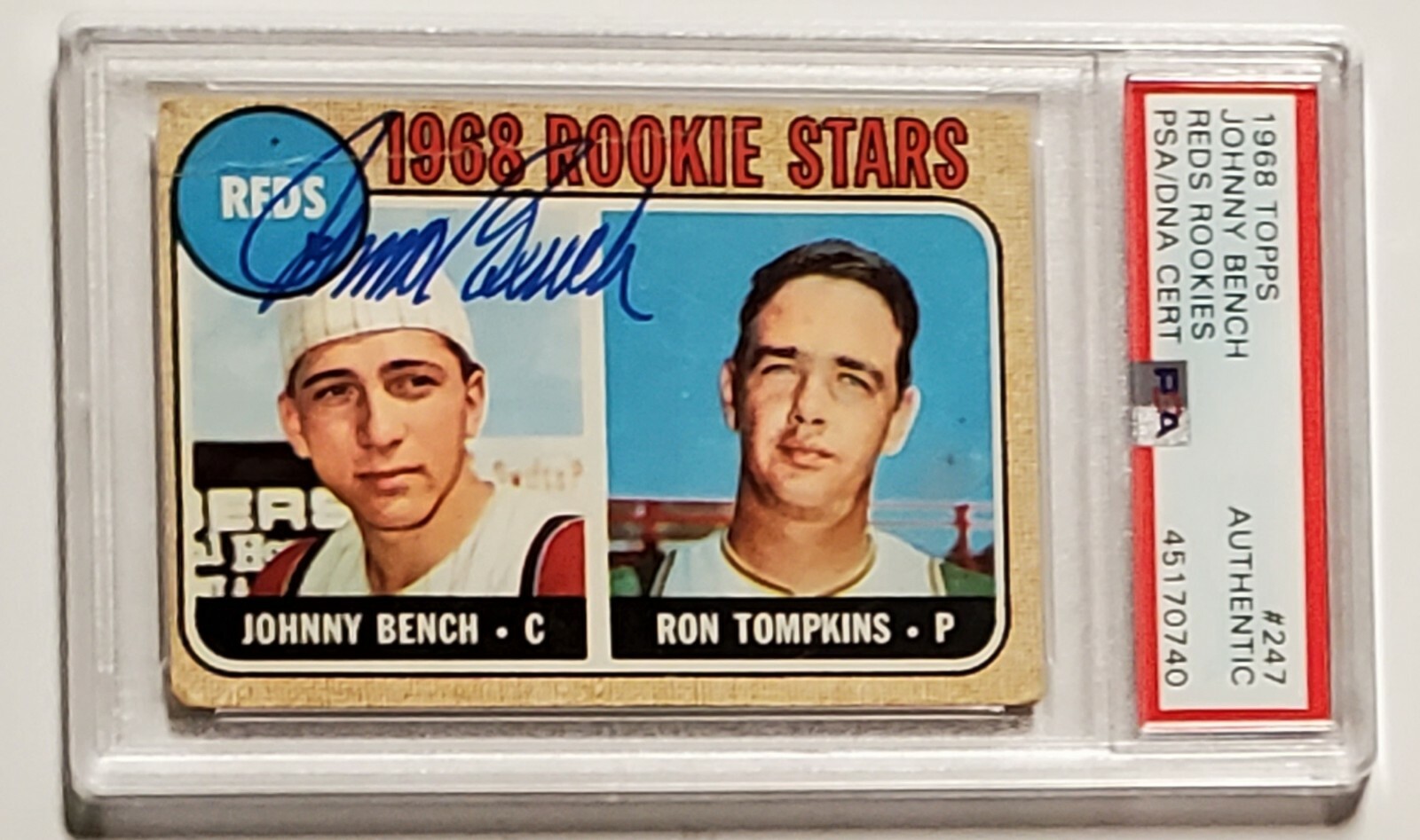 1968 Topps JOHNNY BENCH #247 PSA/DNA Auto Autograph Rookie RC Signed Reds HOF