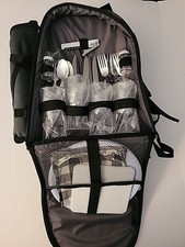 Picnic Basket Hap Tim Backpack Gray for 4 People w/ Insulated Compartment NWT