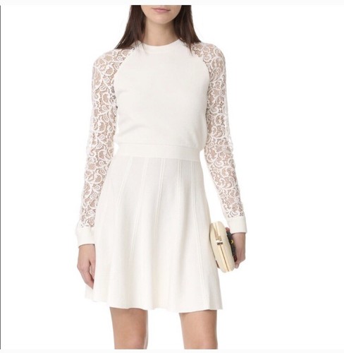 Alice + Olivia Lace Long Sleeves Ivory 