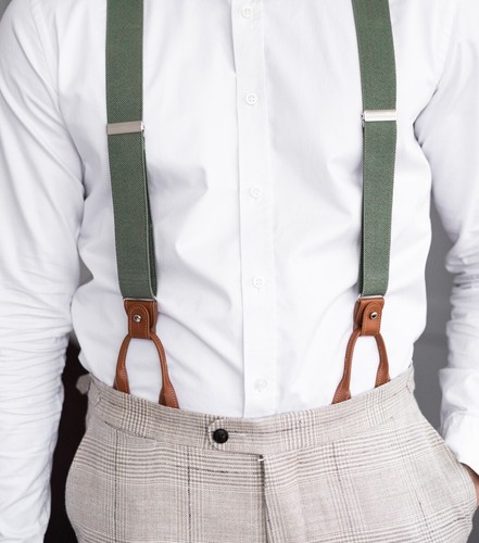 Sage green bow tie and suspenders set from springnotion.com - Picture 8 of 9