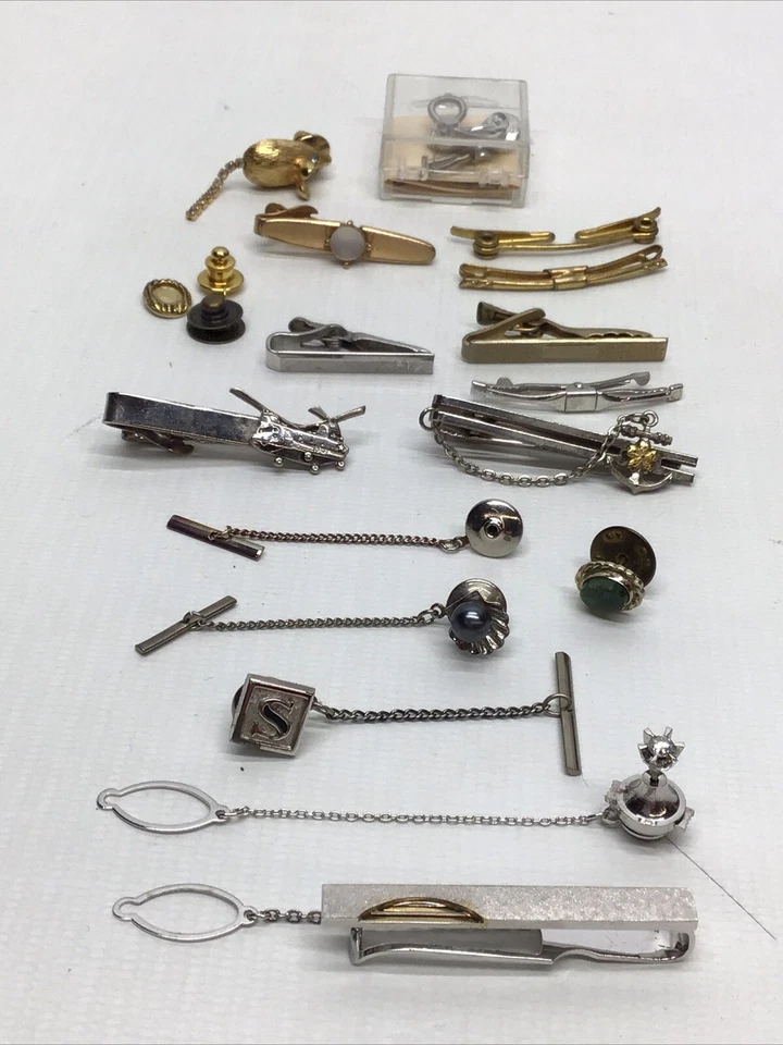 Галстук застежка бар булавка Tack лот серебро бриллиант жемчуг нефрит якорь вертолет - Изображение 2 из 4