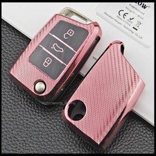Carbon Pink Schlüssel Schutz Für VW Polo Golf Tiguan R Gti GTD Auto Hülle Klappe