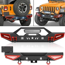 Compatible For 2018-2025 Jeep Wrangler JL JLU Rear Or Front Bumper W/ LED Lights