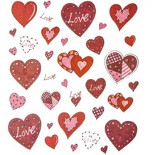 2 Sheets Patchwork Hearts Stickers Papercraft Planner Supply Valentine's Day