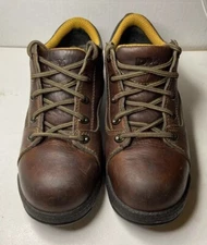 Timberland Pro Powerfit Women 7 M Steel Toe Brown Leather Comfort Work Shoe