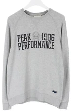 PEAK PERFORMANCE Lite C Sweatshirt Men's MEDIUM Melange Crew Neck Logo Grey