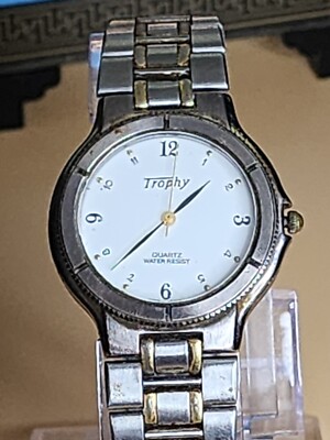 45+ Yr Old TROPHY Watch Two Tone Gold & Silver Vtg New Battery FREE $HIPPING!!