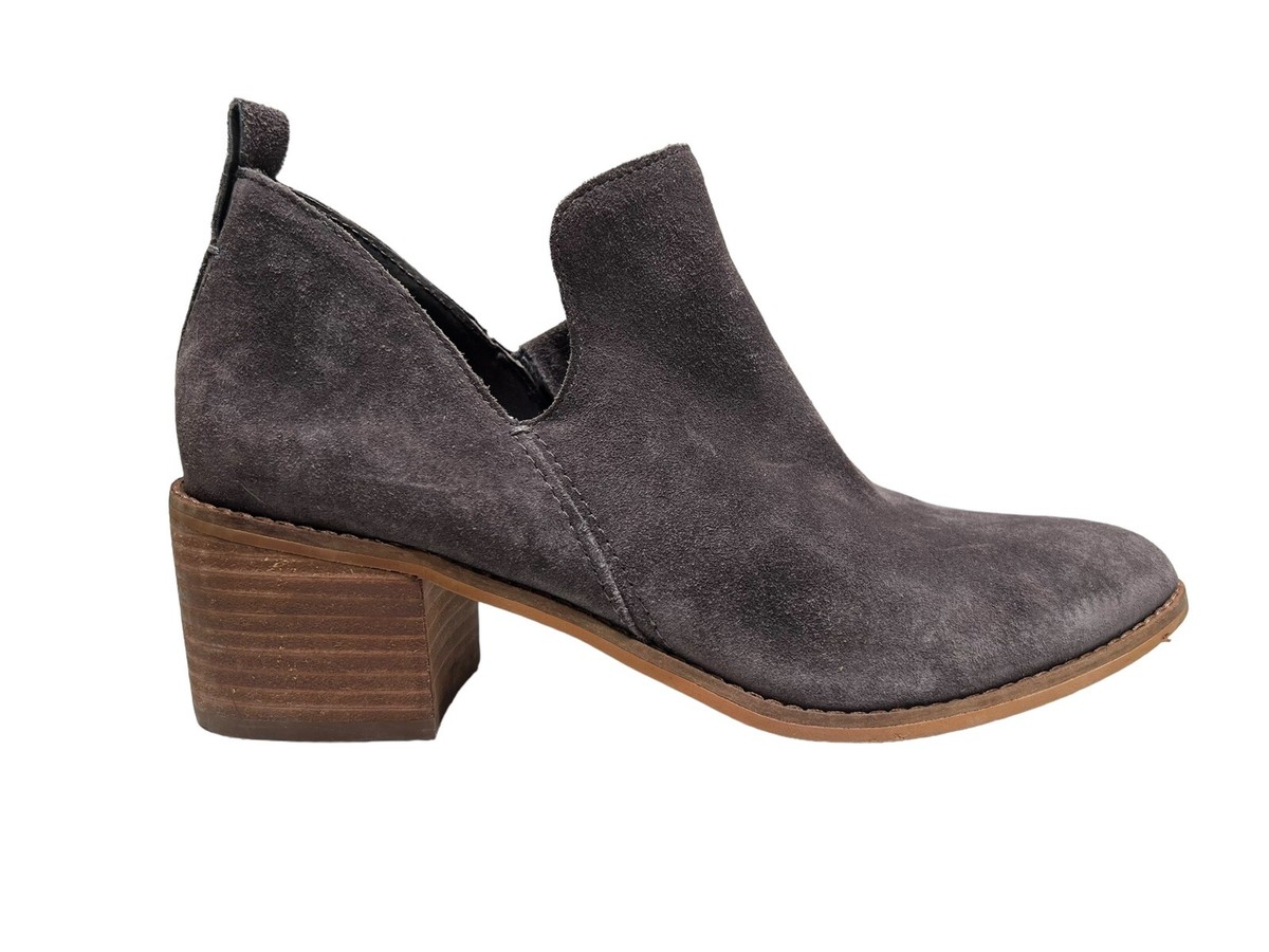 State Idania Gray Suede Cutout Ankle Boot Booties M Slip On Shoes