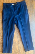 Vtg 1960s 70s High Waist Blue Gray Striped Pants W 37 28.5