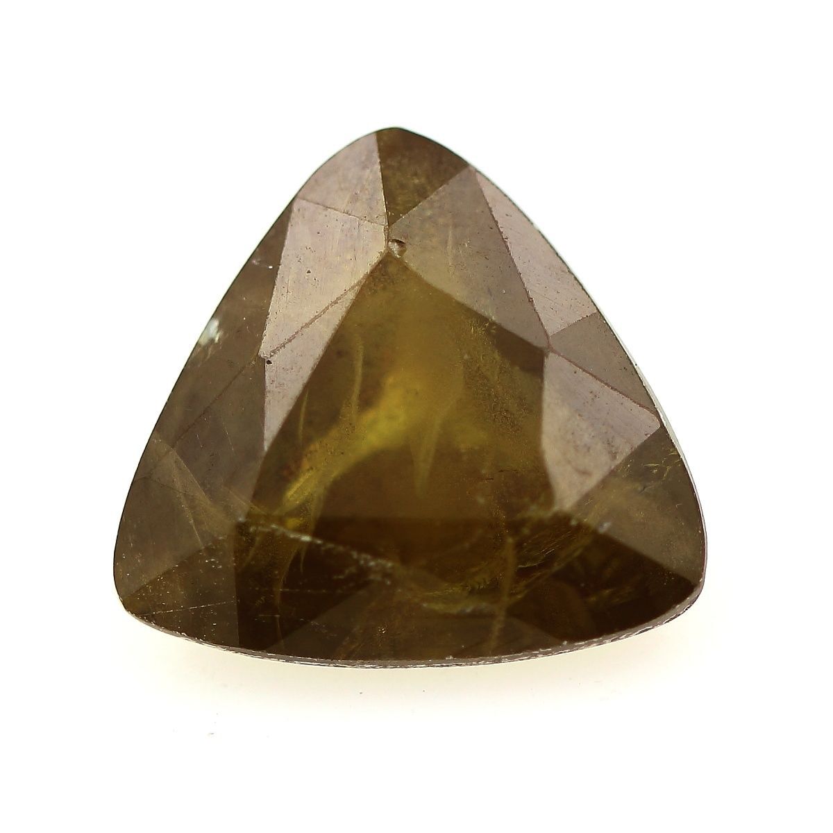Sphène multicolore naturel SI1 3.52 cts, pierre taillée ovale verte