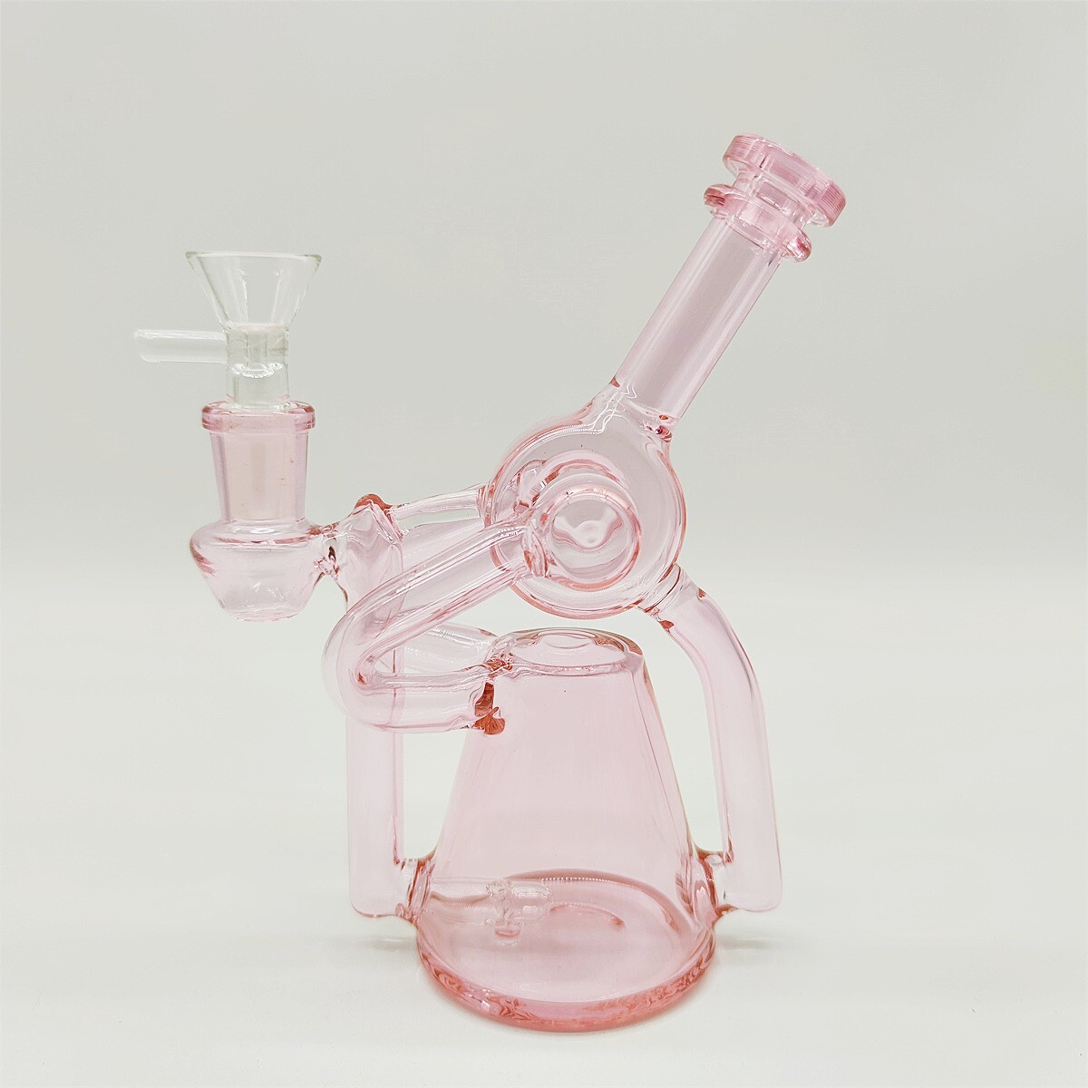8 Inch Pink Recycler Glass Bong Water Pipes Joint Tobacco 14mm Bowl Hookah