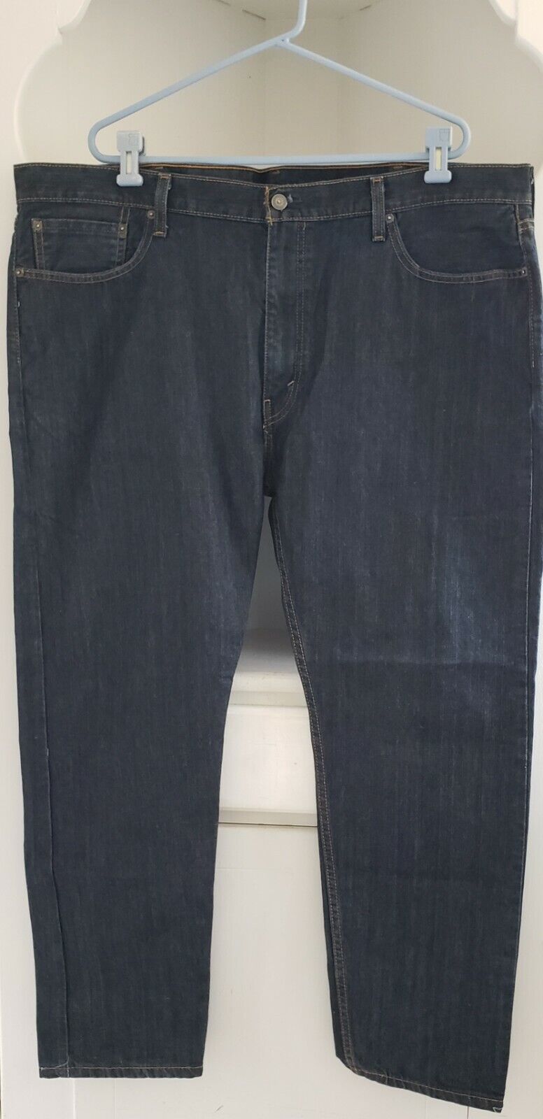 Levis 502 Jeans W44 L32 Mens Blue Dark Wash Denim 100% Cotton Zipper Fly