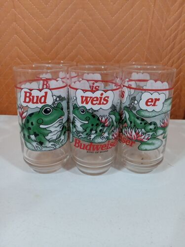 Lot Of 6 Vintage Budweiser Glasses_Frogs_Bud_Weis_Er_Beer_1995 - Picture 1 of 2