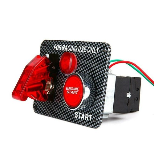 Racing Car Ignition Switch Panel LED Engine Start Push Button Toggle Carbon USA - Picture 10 of 12