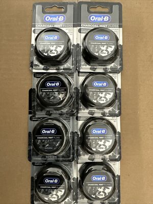 Oral B Charcoal Infused Mint Dental Floss, 54.6 Yd Each Fast Shipping 8 Packs