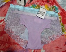2 NEW JESSICA SIMPSON MICROFIBER LACE BACK HIPSTER PANTIES S
