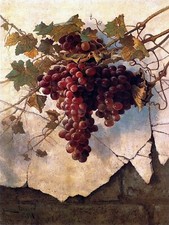 Grapes Against a Mission Wall by E. Deakin Tile Mural Kitchen Backsplash Ceramic