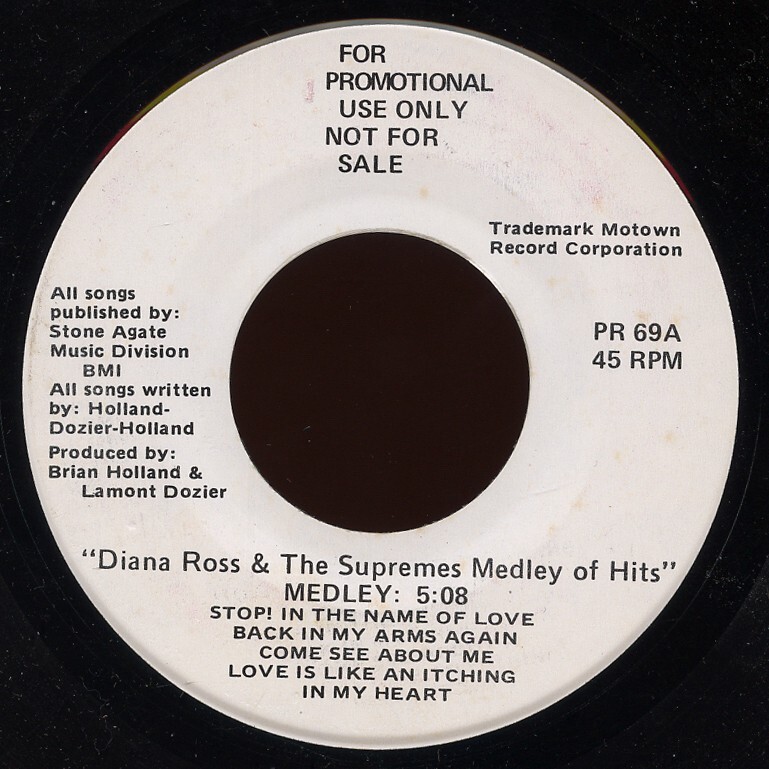 Rare Soul 45 - Diana Ross & The Supremes Medley Of Hits - Motown # PR 69A Promo