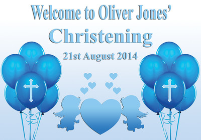 LARGE CHRISTENING BAPTISM POSTER BANNER PERSONALISED ANY COLOUR NAME PHOTO DATE