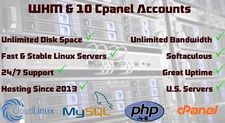 Cpanel Reseller Hosting (10) - Unlimited Disk/Data - Quick Setup - ON SALE