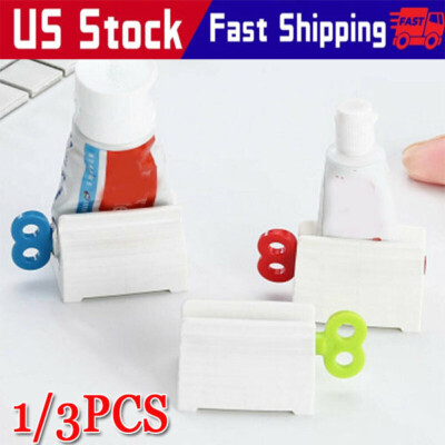 1-3X Toothpaste Squeezer Bathroom Tube Easy Stand Dispenser Rolling Holder Seat