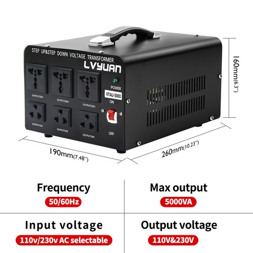 5000W Peak 240V ⇋ 110V Voltage Transformer Converter Step Up & Down AU⇋US Travel - 第 6/6 張圖片