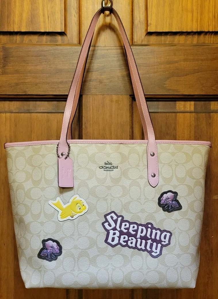 COACH LIMITED EDITION DISNEY SLEEPING BEAUTY LOGO ZIP TOP TOTE #F73359  **VGUC**