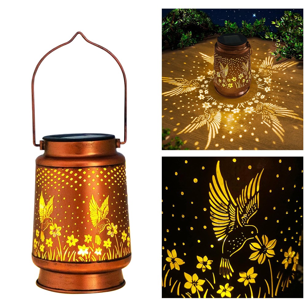 Solar Lantern Hanging Light LED Hummingbird Outdoor Garden Lamp Waterproof Decor