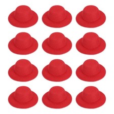 1.6 Inch Mini Formal Hats, 12 Pcs Miniature Doll Hats for Crafts, Red