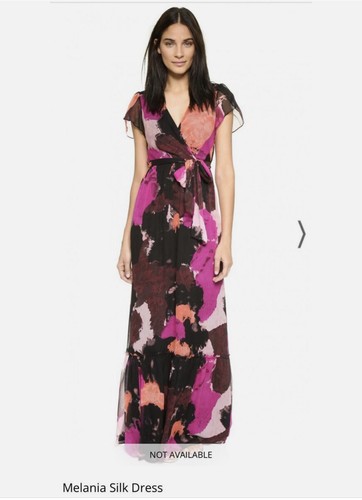 $848, NWOT Diane Von Furstenberg Melania Silk Maxi Ruffle Hem Long Dress Sz 0 - Picture 1 of 8